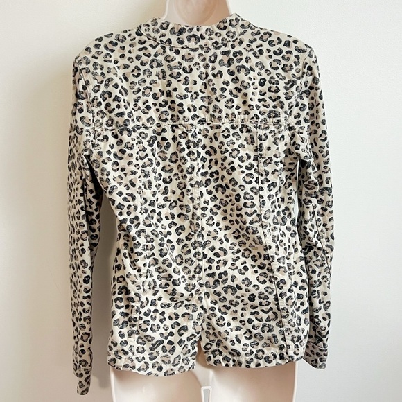 Caslon Leopard Print Button Down Lightweight Casual Utility Jacket M Tan Black - Picture 5 of 13